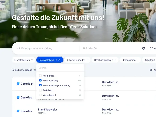 Jobs in Echtzeit suchen und filtern