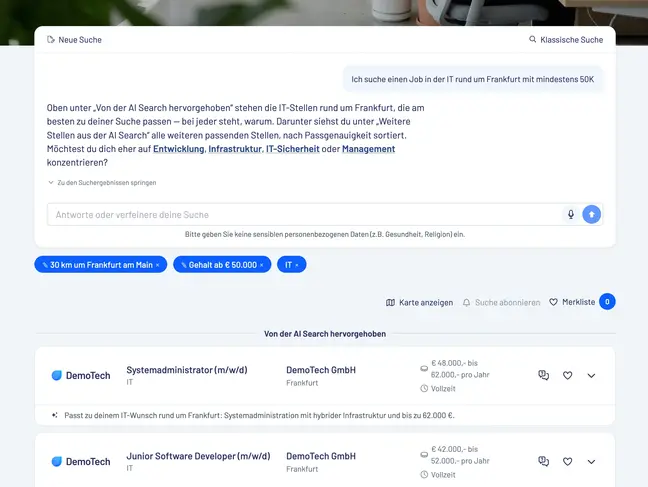 KI-basierte Jobsuche